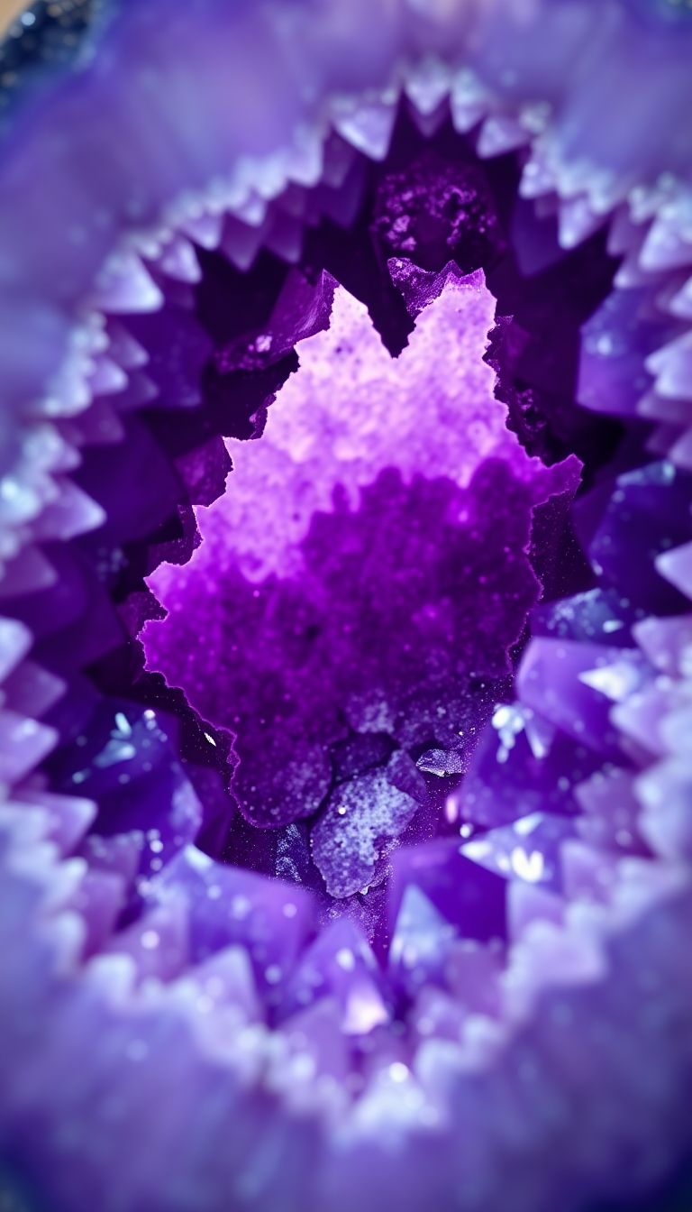 Geode Crystal Interior Purple Amethyst Photorealistic Wallpaper