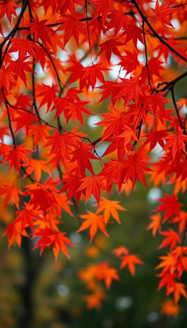 Autumn Leaves Falling Maple Red Photorealistic Wallpaper