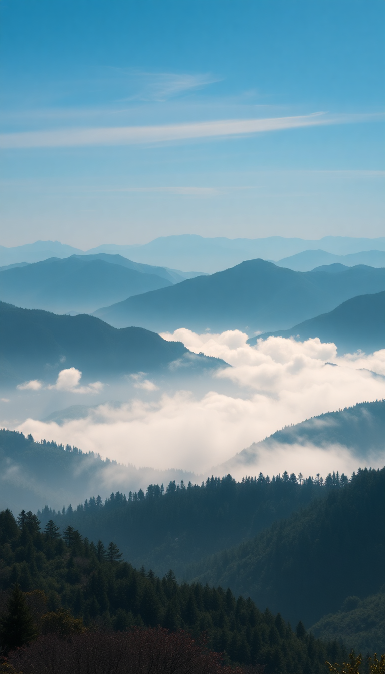 Brilliant Fog Rolling Over Mountains Photorealistic Wallpaper