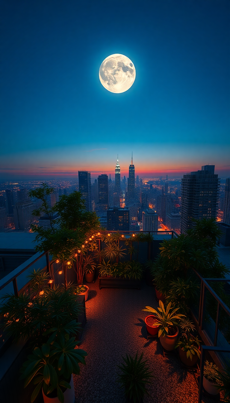 Mesmerizing Rooftop Garden Oasis Above Photorealistic Wallpaper