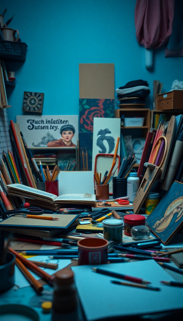 Icy Art Supplies Scattered Creative Photorealistic Wallpaper