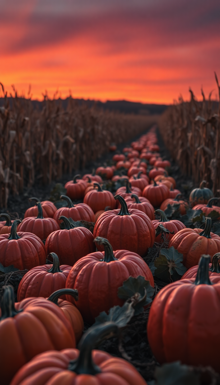 Silky Autumn Harvest Pumpkins Corn Photorealistic Wallpaper