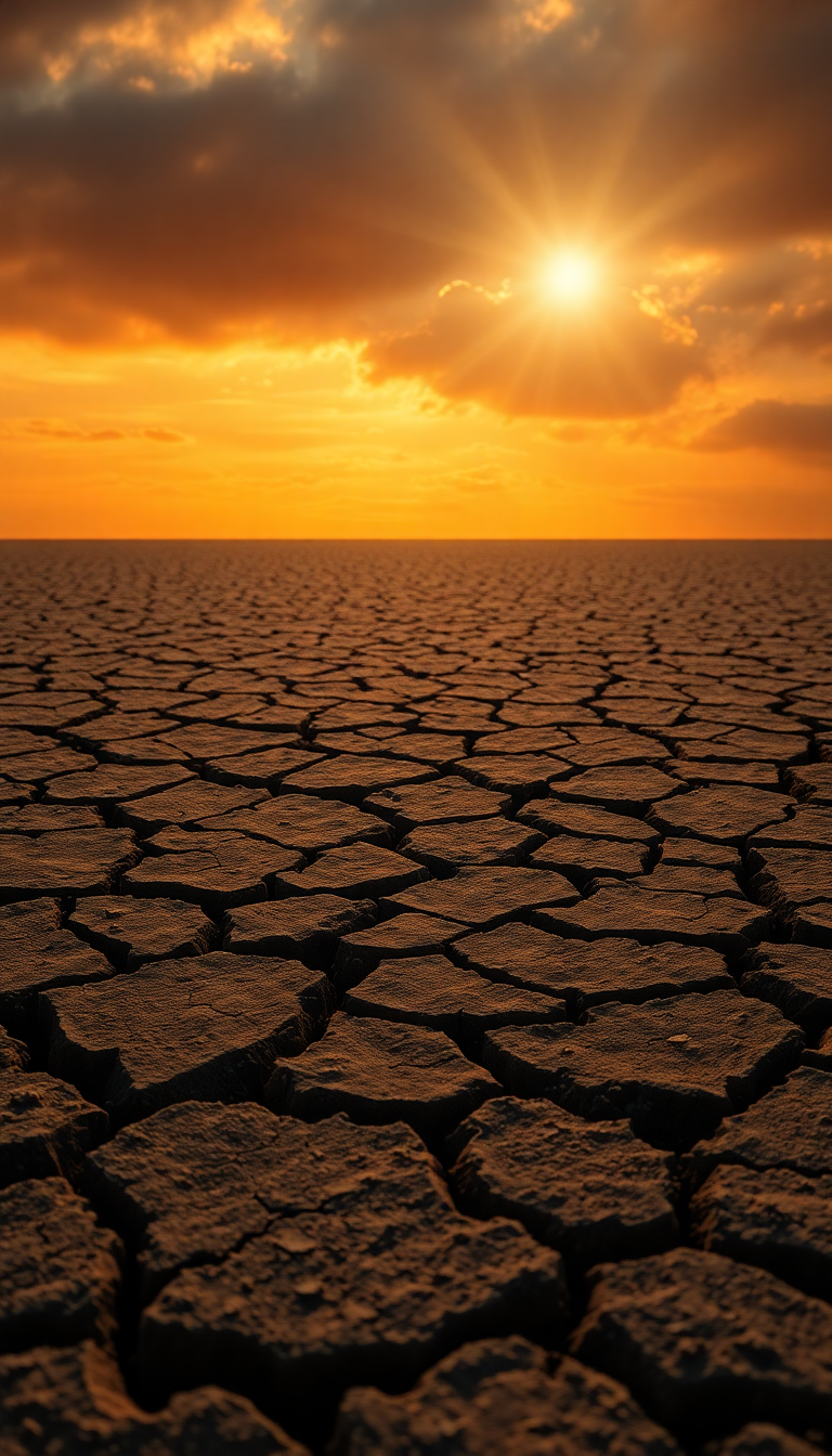 Opulent Cracked Earth Drought Pattern Photorealistic Wallpaper