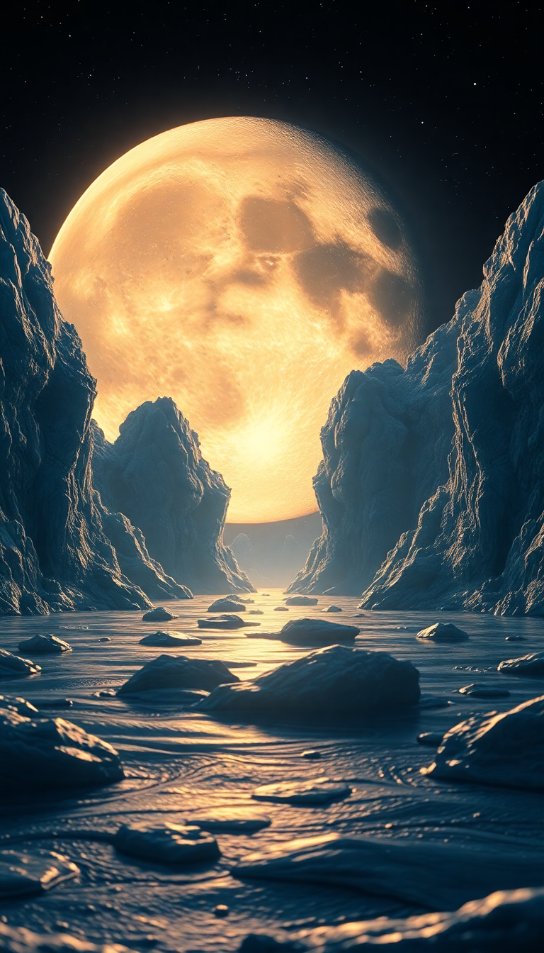Crystal Caves Alien Moon Reflecting Digital art Wallpaper