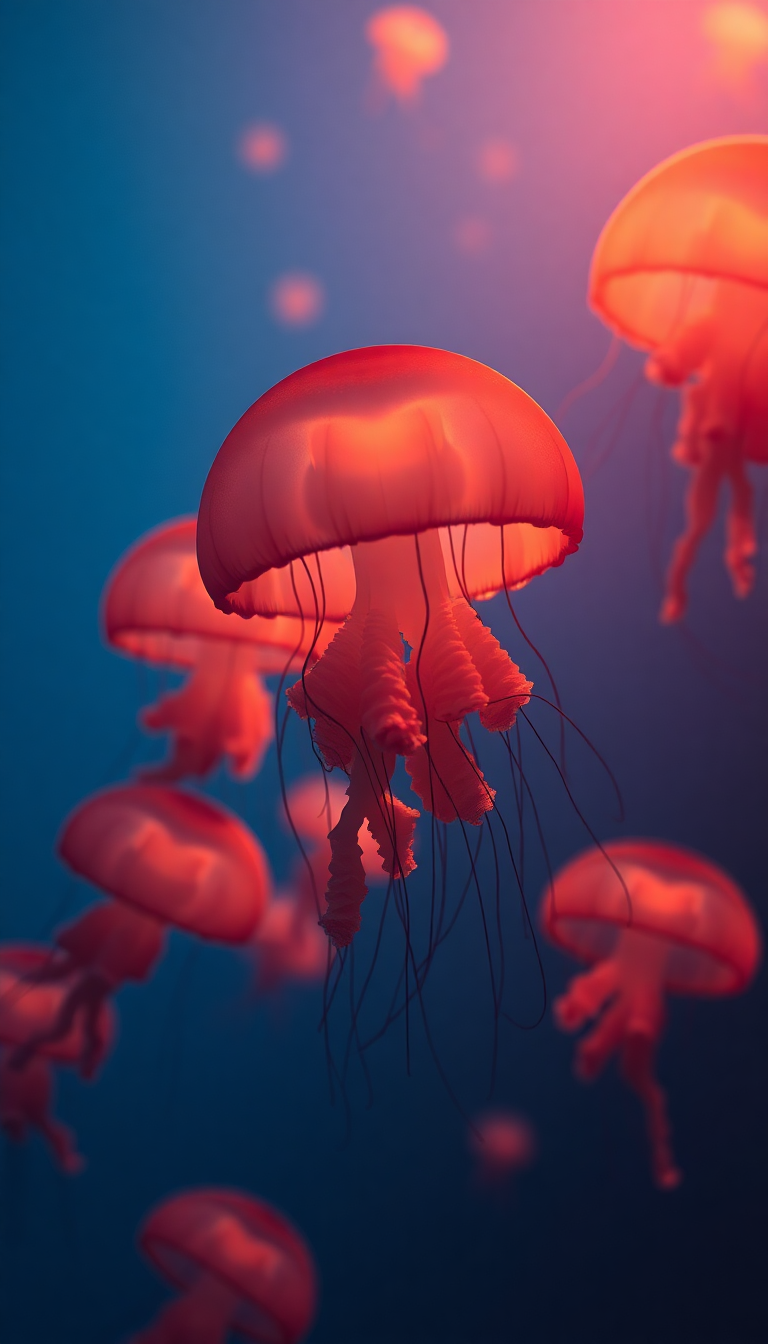 School Jellyfish Pulsing Glowing Translucent Photorealistic Wallpaper