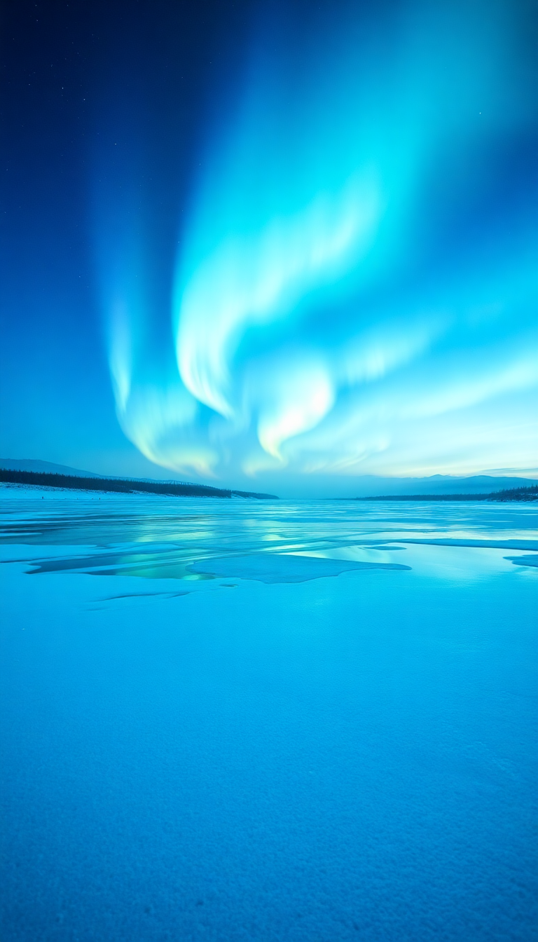 Winter Northern Lights Over Frozen Abstract Wallpaper