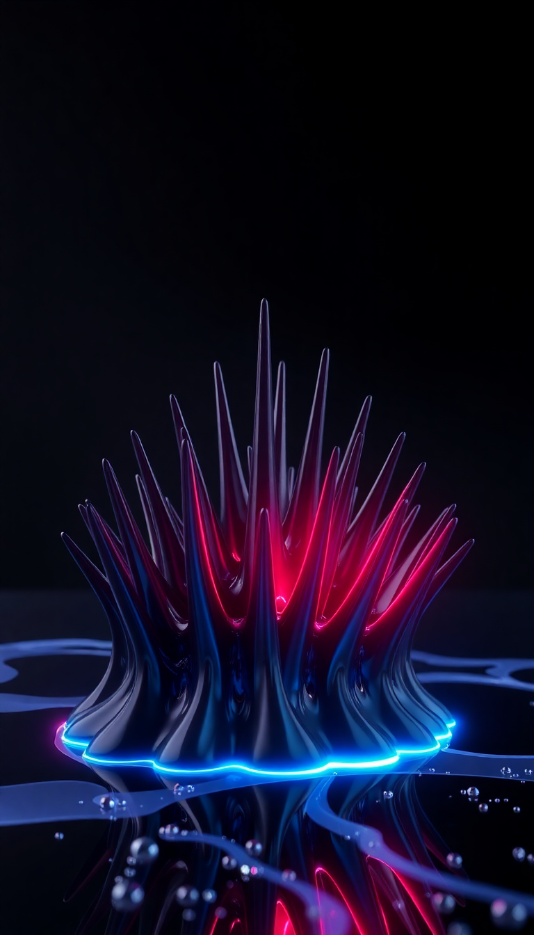 Delicate Ferrofluid Spikes Magnetic Sculpture Digital art Wallpaper