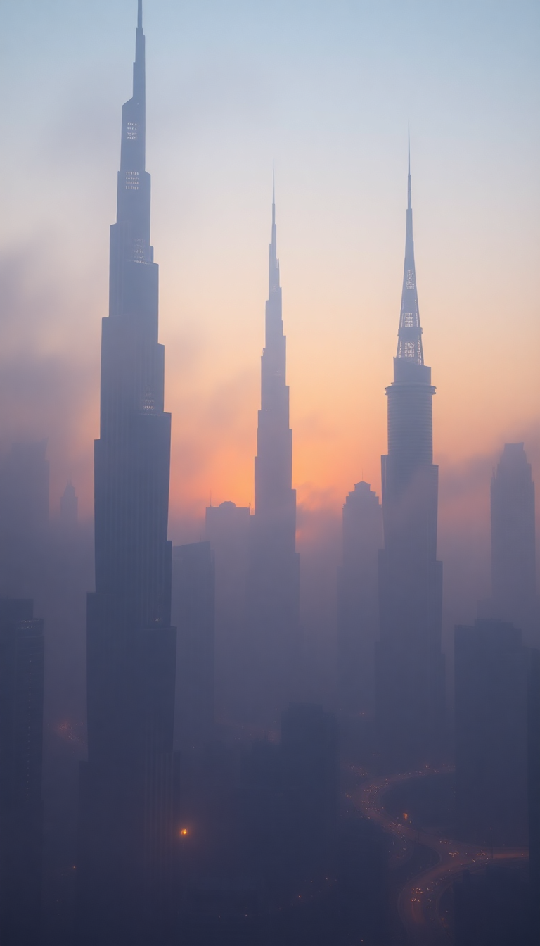 Zen Dubai Skyline Futuristic Towers Photorealistic Wallpaper