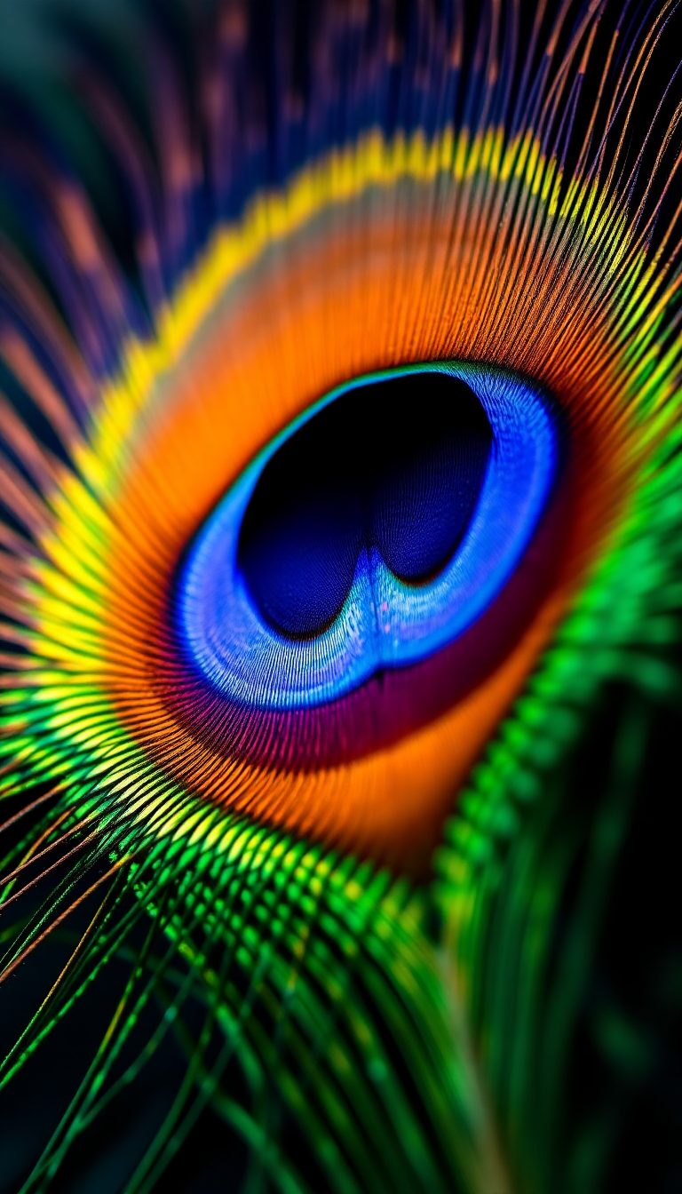 Epic Peacock Feather Macro Iridescent Photorealistic Wallpaper