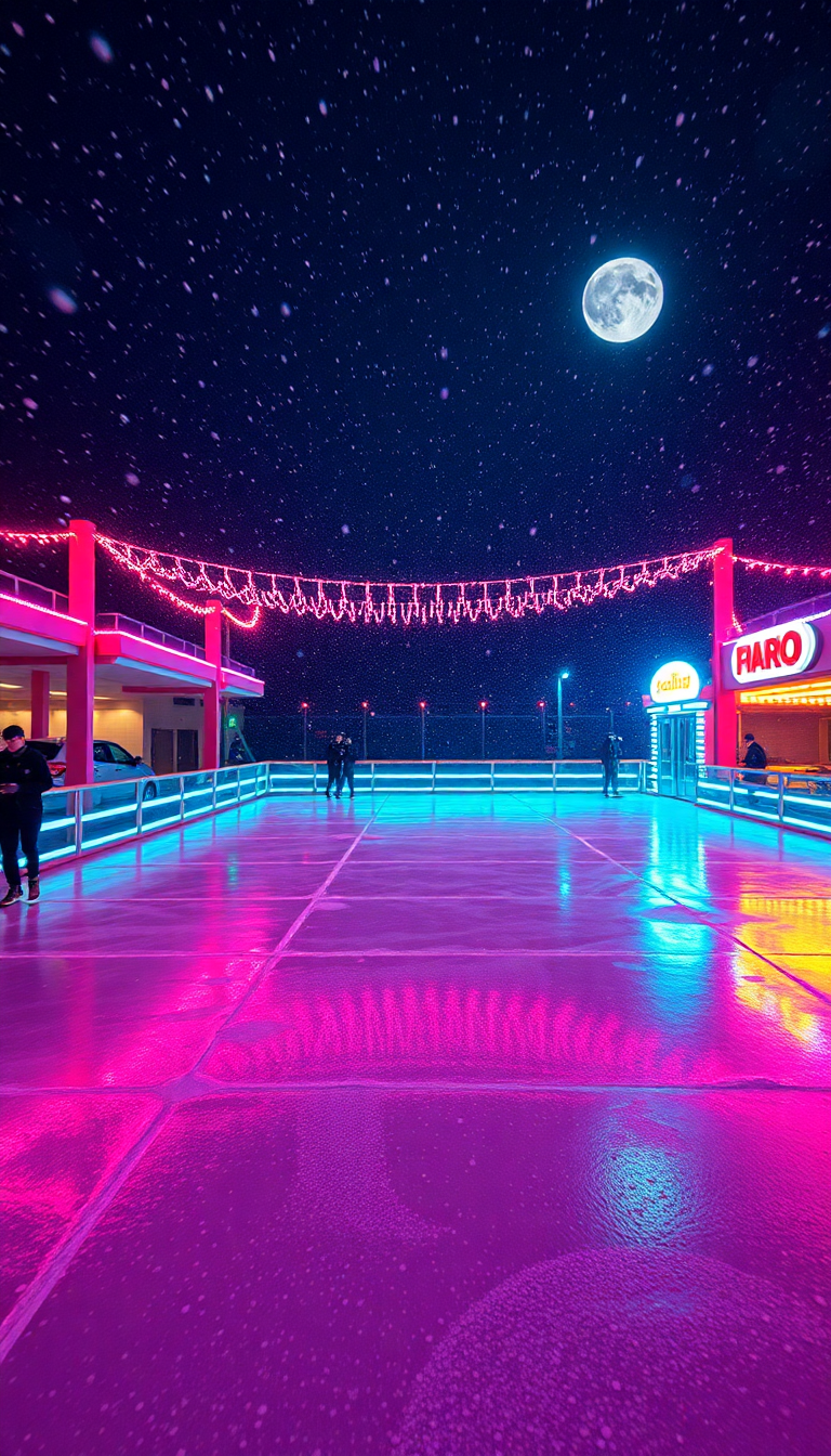 Roller Skating Rink 80s Neon Aesthetic Wallpaper