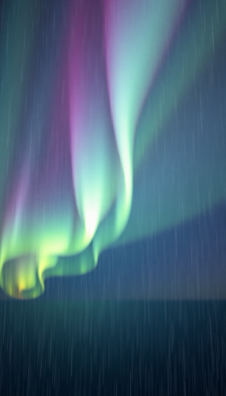 Northern Lights Abstracted Flowing Ribbons Minimalist Wallpaper