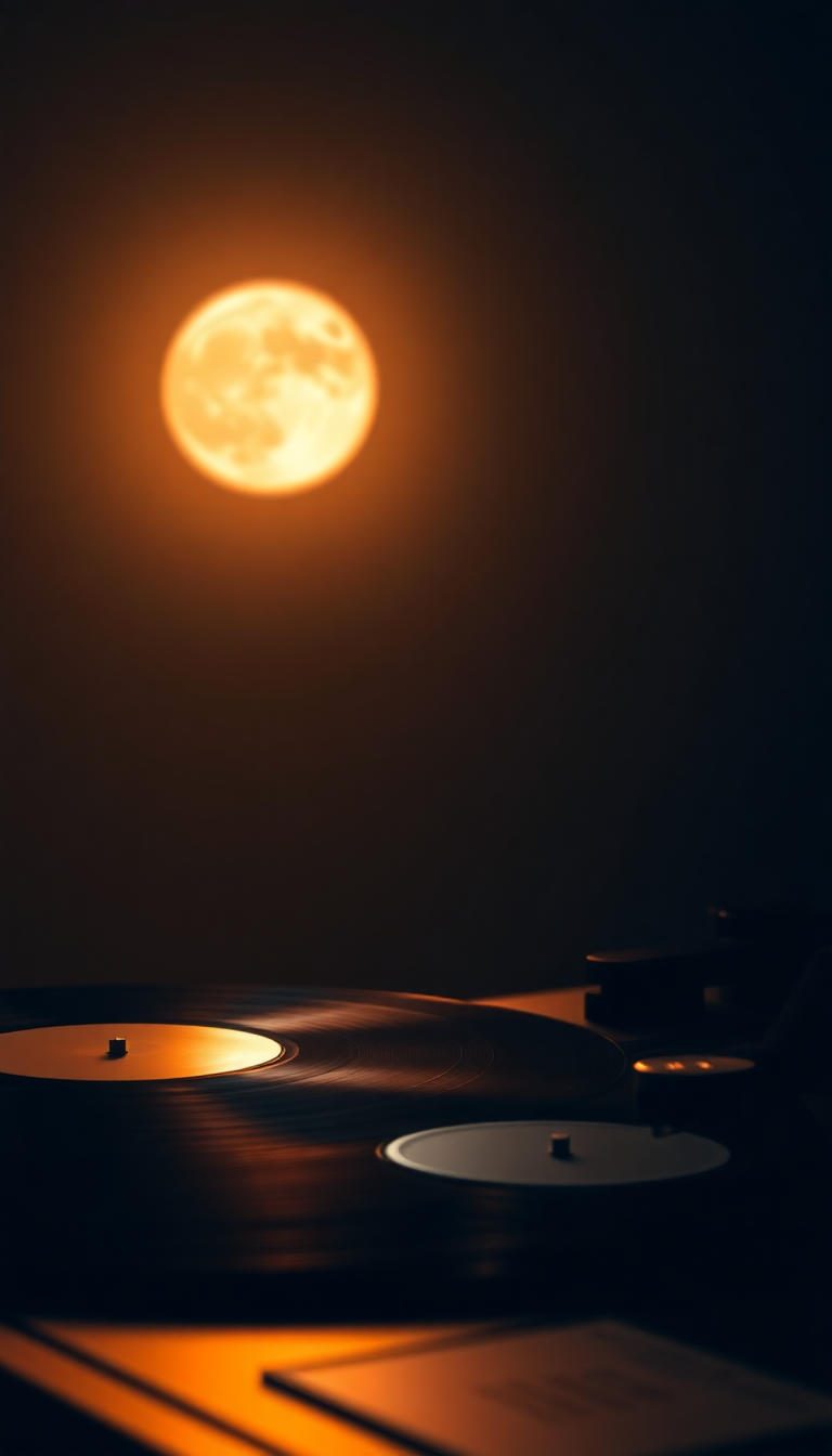 Cosmic Vinyl Record Player Warm Photorealistic Wallpaper