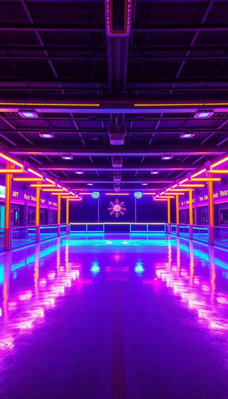 Smooth Roller Skating Rink 80s Photorealistic Wallpaper