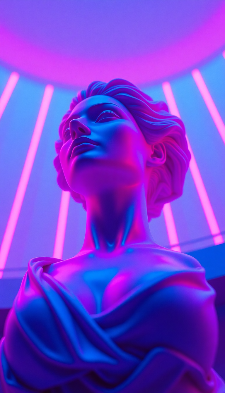 Dusky Vaporwave Roman Bust Glitch Digital art Wallpaper