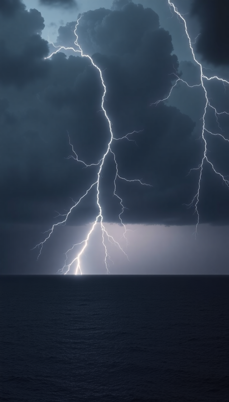 Golden Lightning Storm Over Dark Photorealistic Wallpaper