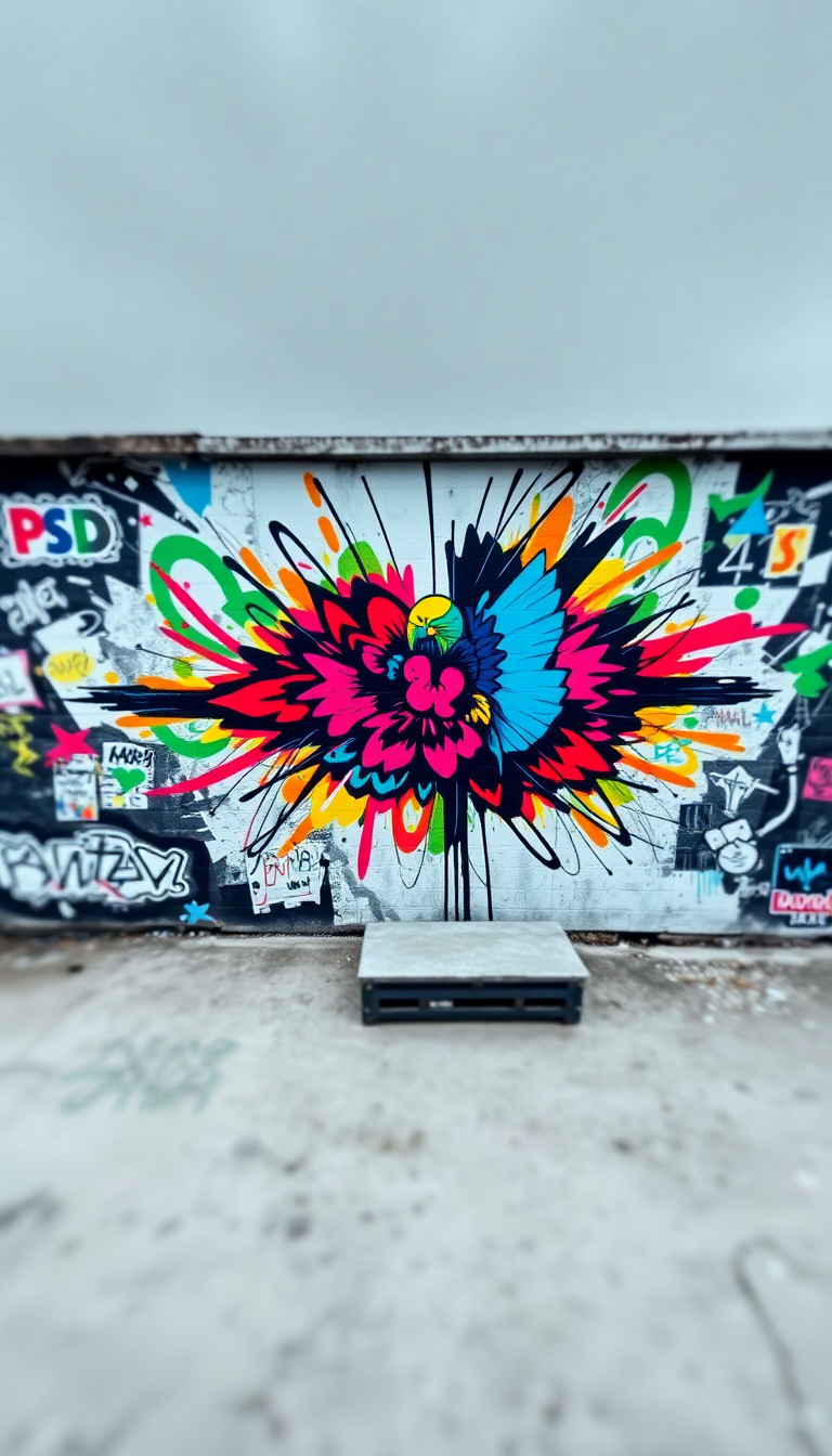 Rustic Street Art Mural Colorful Photorealistic Wallpaper