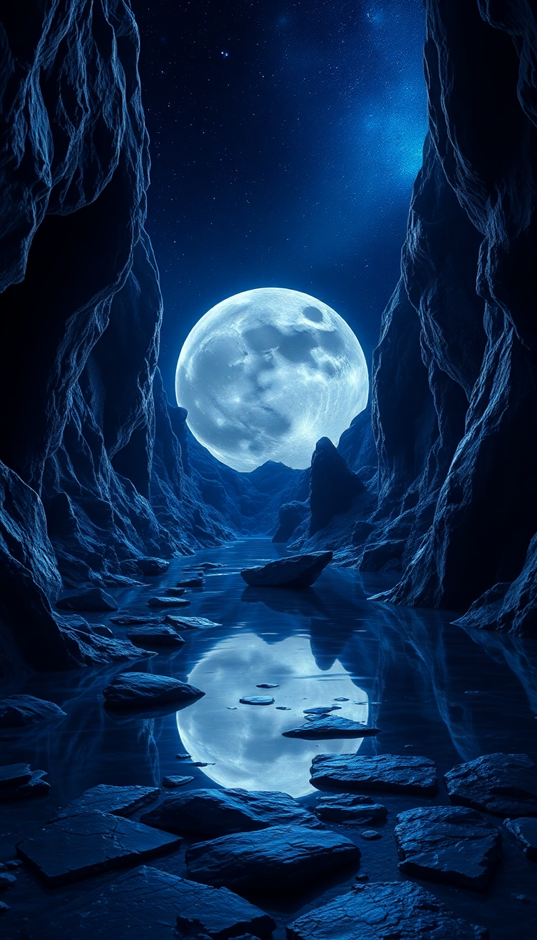 Silver Crystal Caves Alien Moon Digital art Wallpaper
