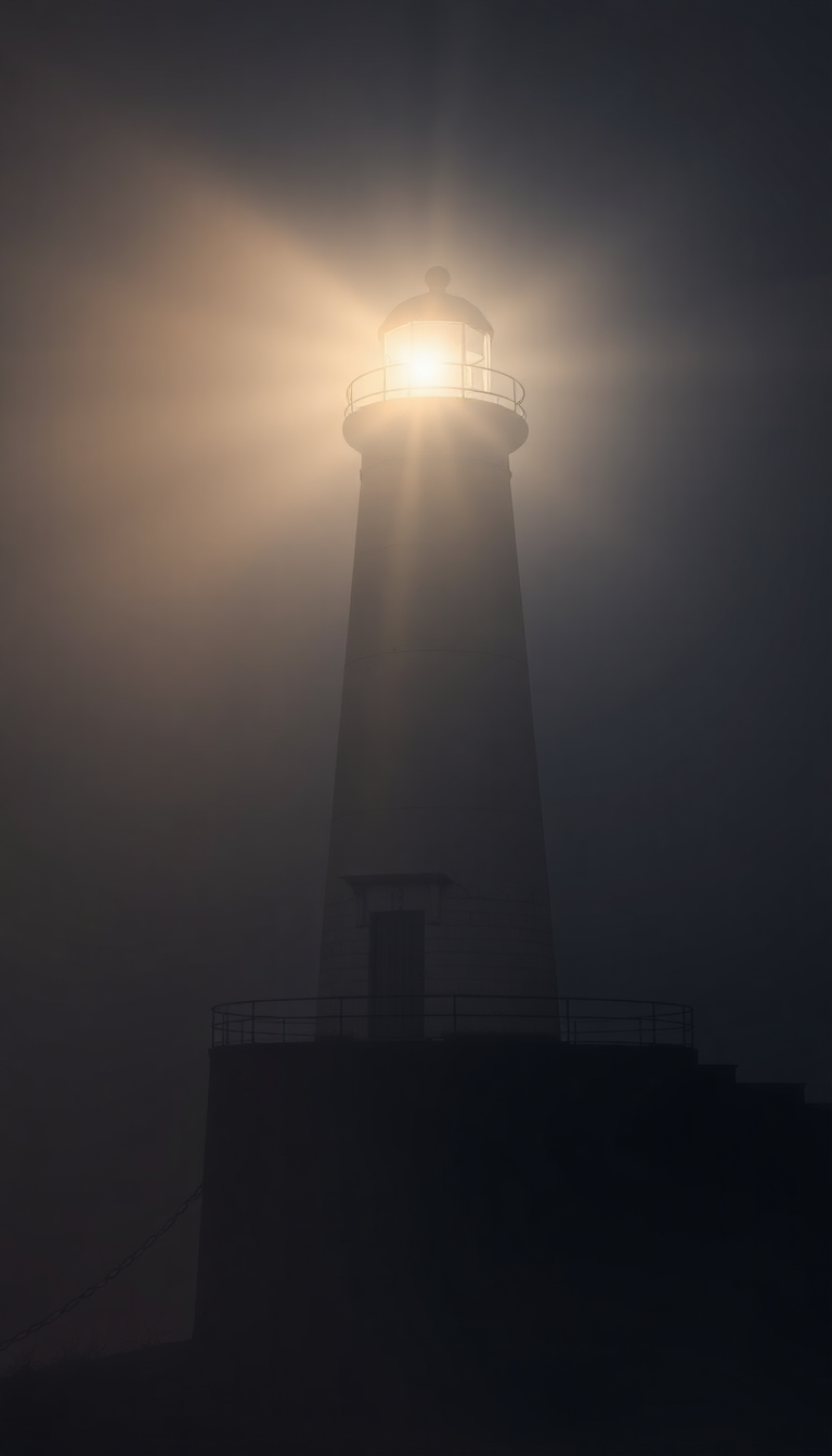 Deep Old Lighthouse Beam Cutting Photorealistic Wallpaper