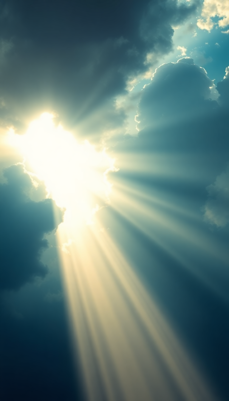 Spectacular Sun Rays Through Storm Photorealistic Wallpaper