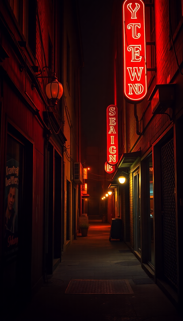 Neon Sign Flickering Dark Alley Digital art Wallpaper
