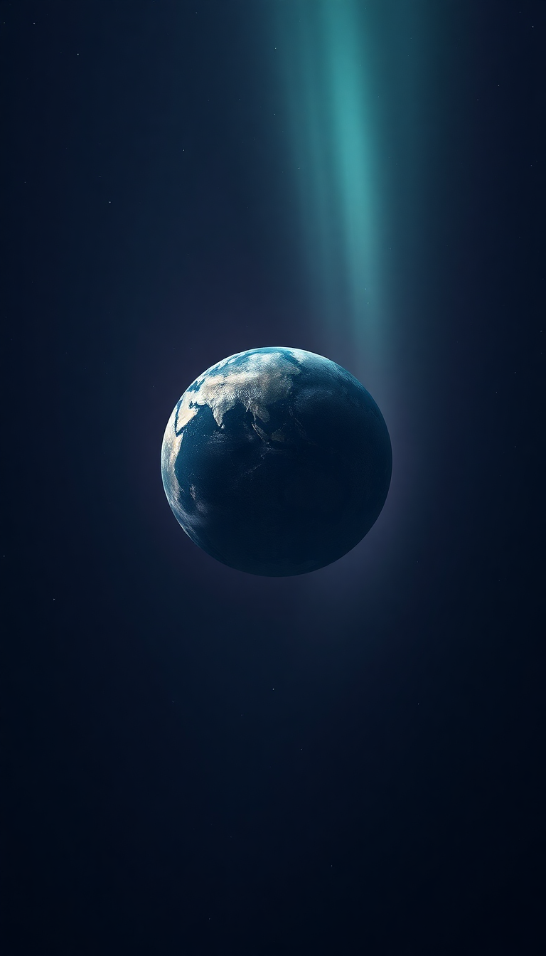 Lonely Satellite Orbiting Ice Planet Minimalist Wallpaper