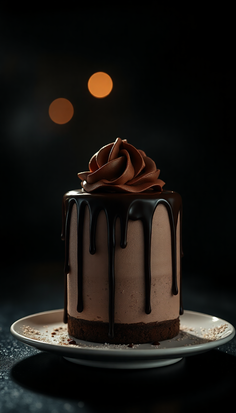Subtle Chocolate Drip Cake Decadent Photorealistic Wallpaper