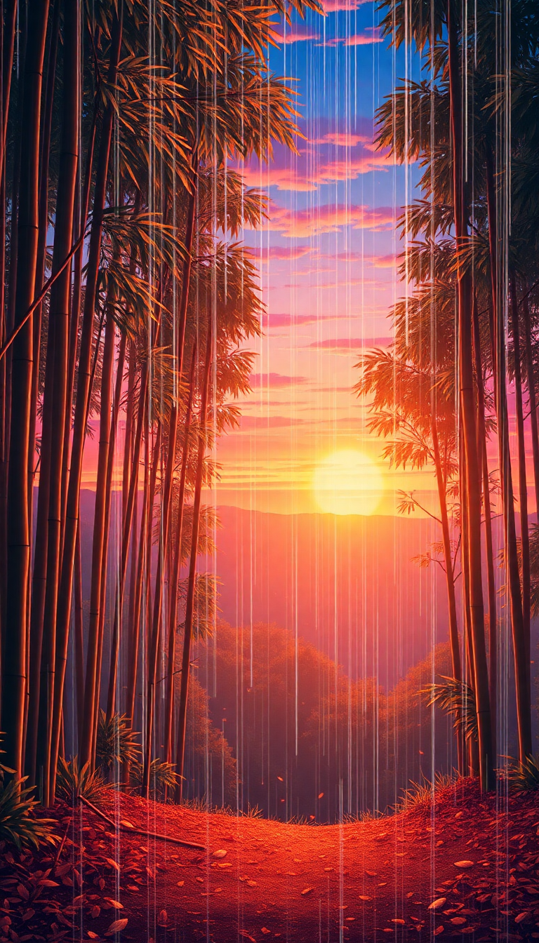 Classic Bamboo Forest Rain Anime Anime Wallpaper