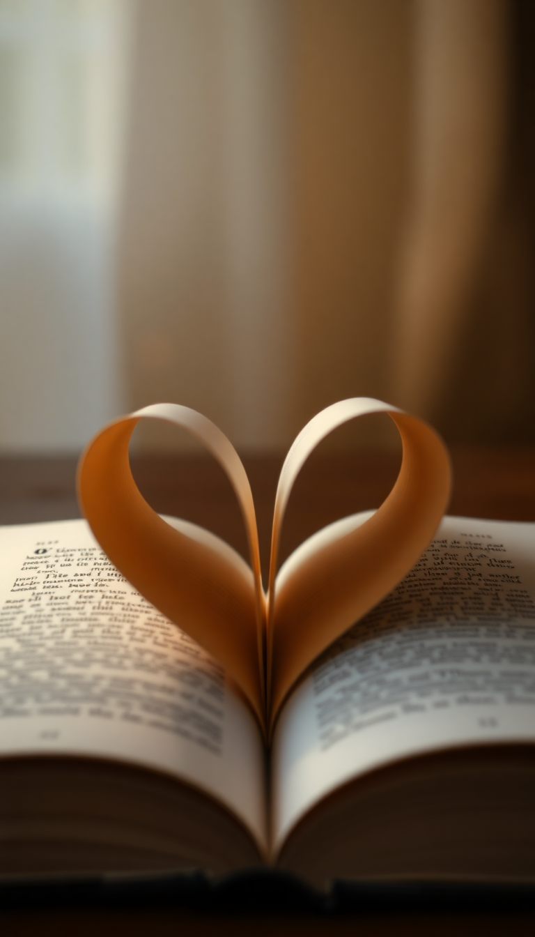 Subtle Book Pages Heart Shape Aesthetic Wallpaper