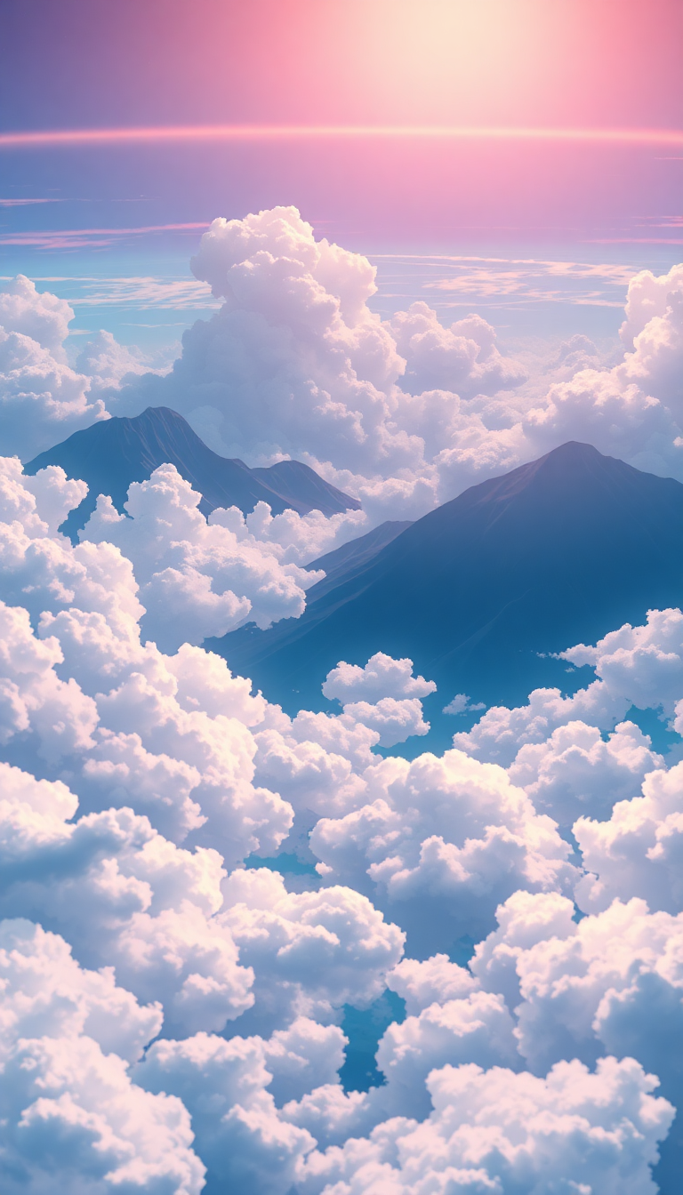 Sacred Cloud Sea Above Mountains Anime Wallpaper
