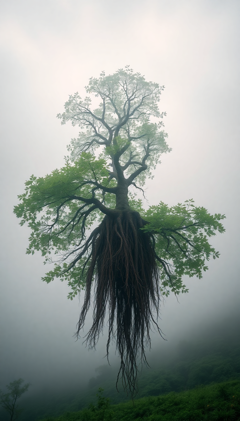 Deep Tree Growing Upside Down Digital art Wallpaper