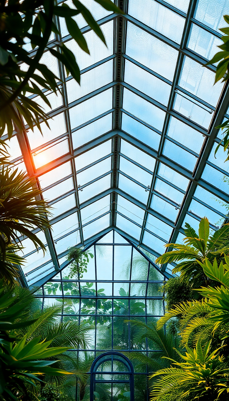 Vivid Greenhouse Interior Botanical Garden Photorealistic Wallpaper
