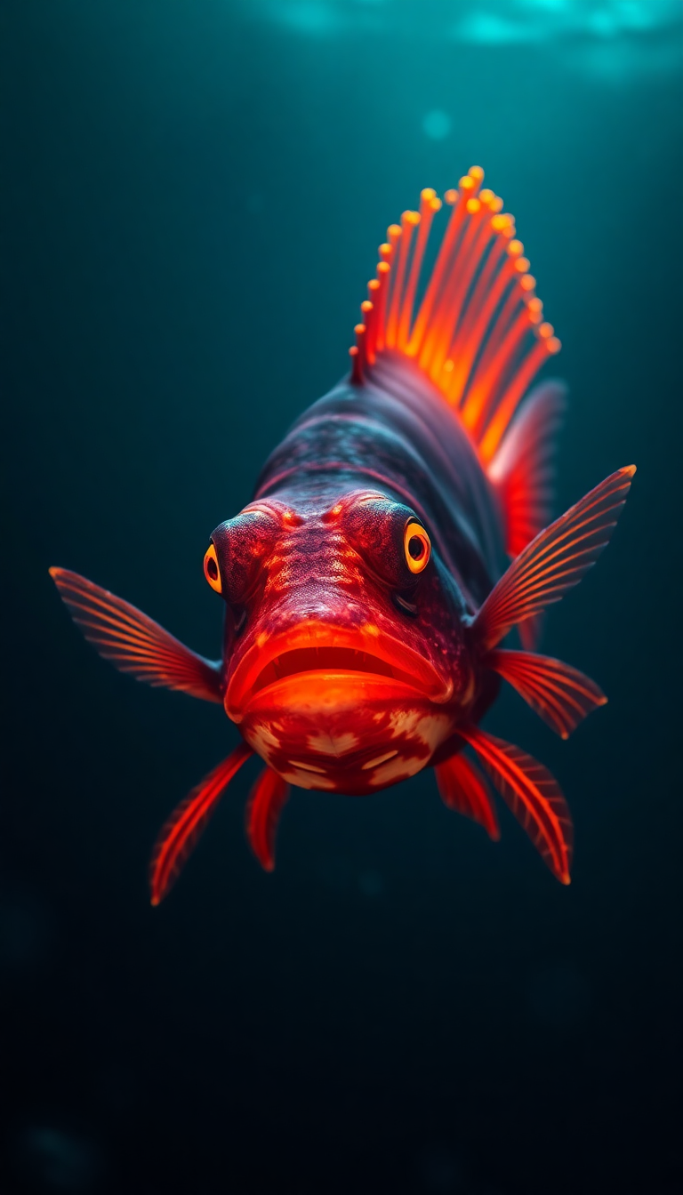 Wild Deep Sea Anglerfish Bioluminescent Digital art Wallpaper