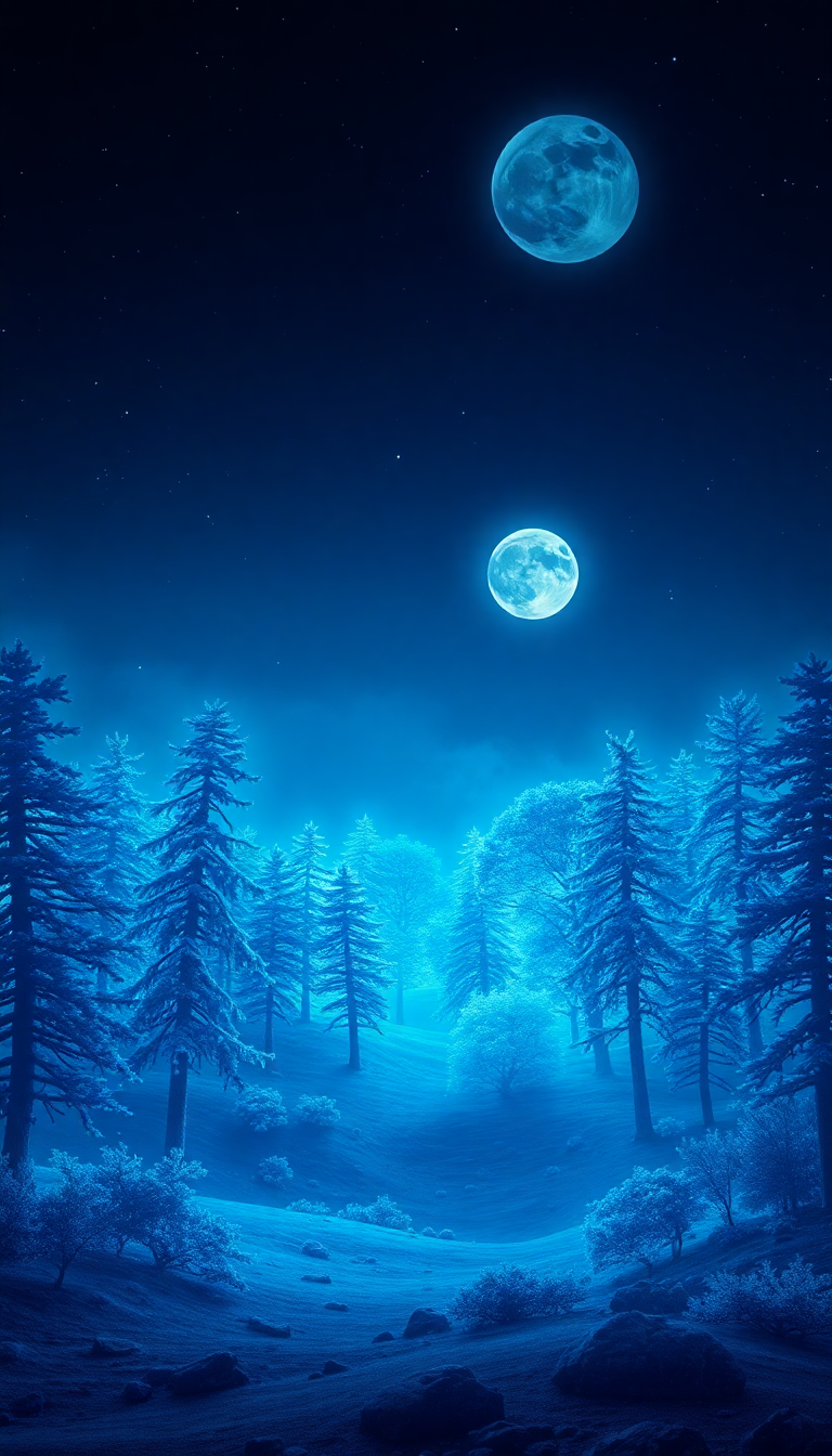 Bioluminescent Alien Forest Distant Planet Digital art Wallpaper