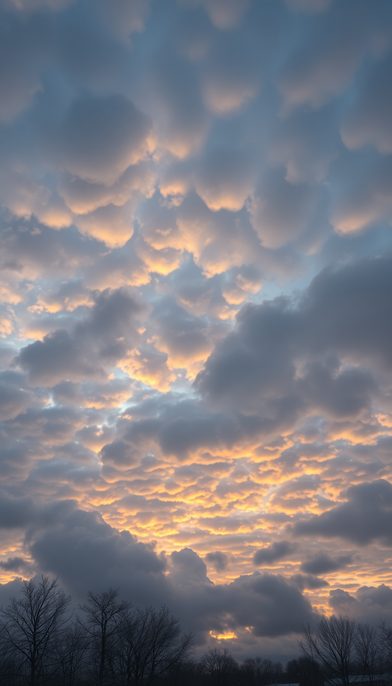 Tranquil Mammatus Clouds Dramatic Bubble Photorealistic Wallpaper