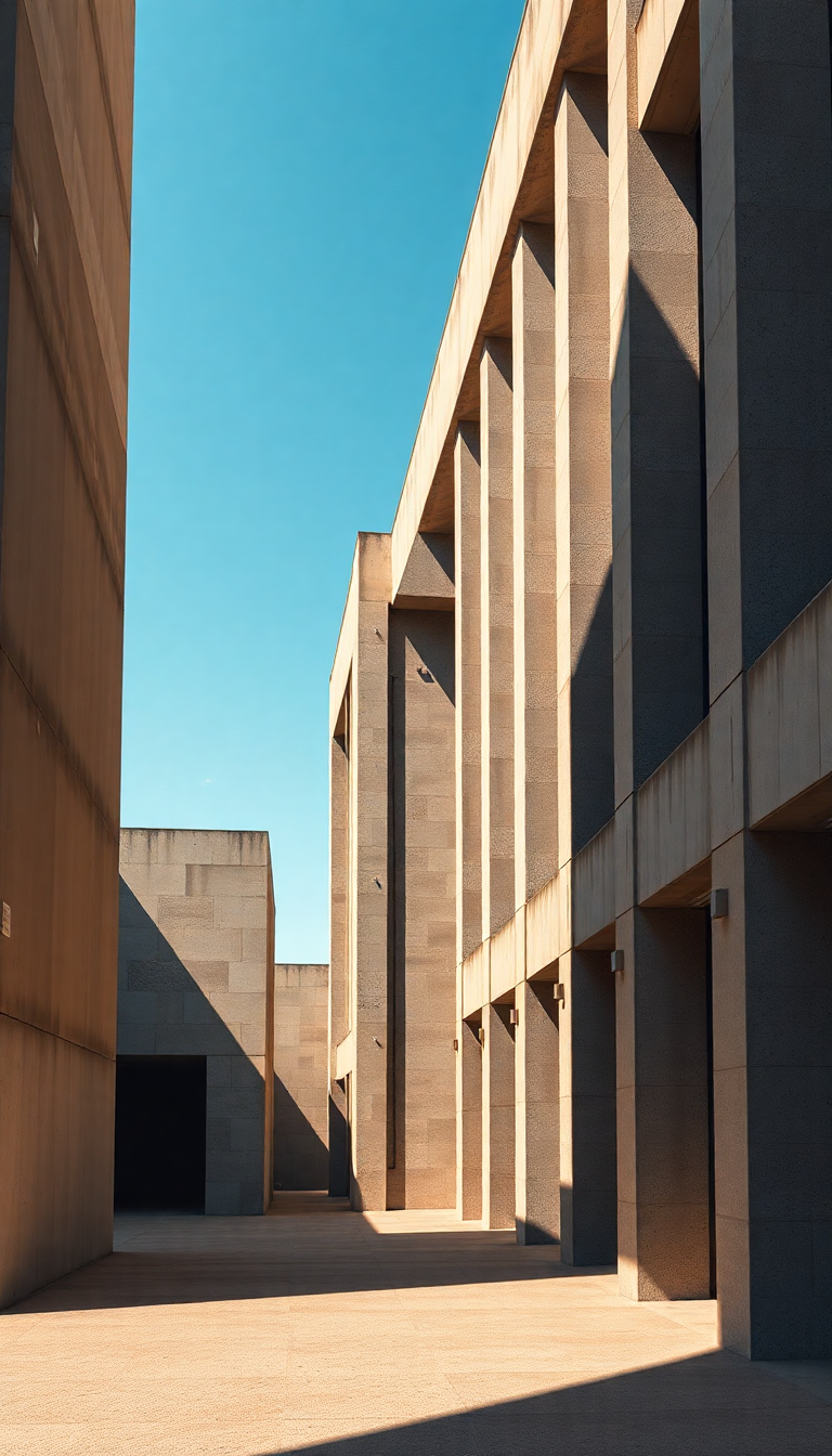 Smooth Brutalist Architecture Concrete Geometric Photorealistic Wallpaper