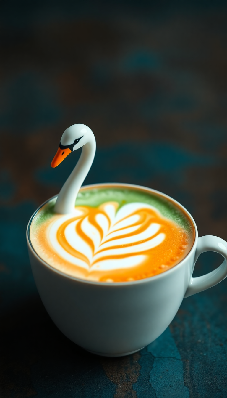 Subtle Perfect Latte Art Swan Photorealistic Wallpaper