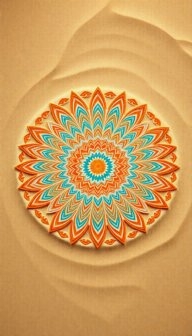 Smooth Sand Mandala Intricate Patterns Minimalist Wallpaper