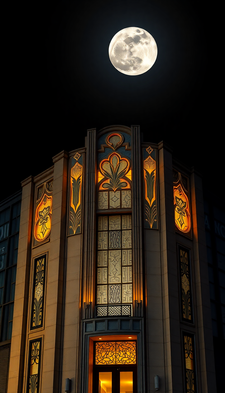 Art Deco Building Facade Geometric Abstract Wallpaper