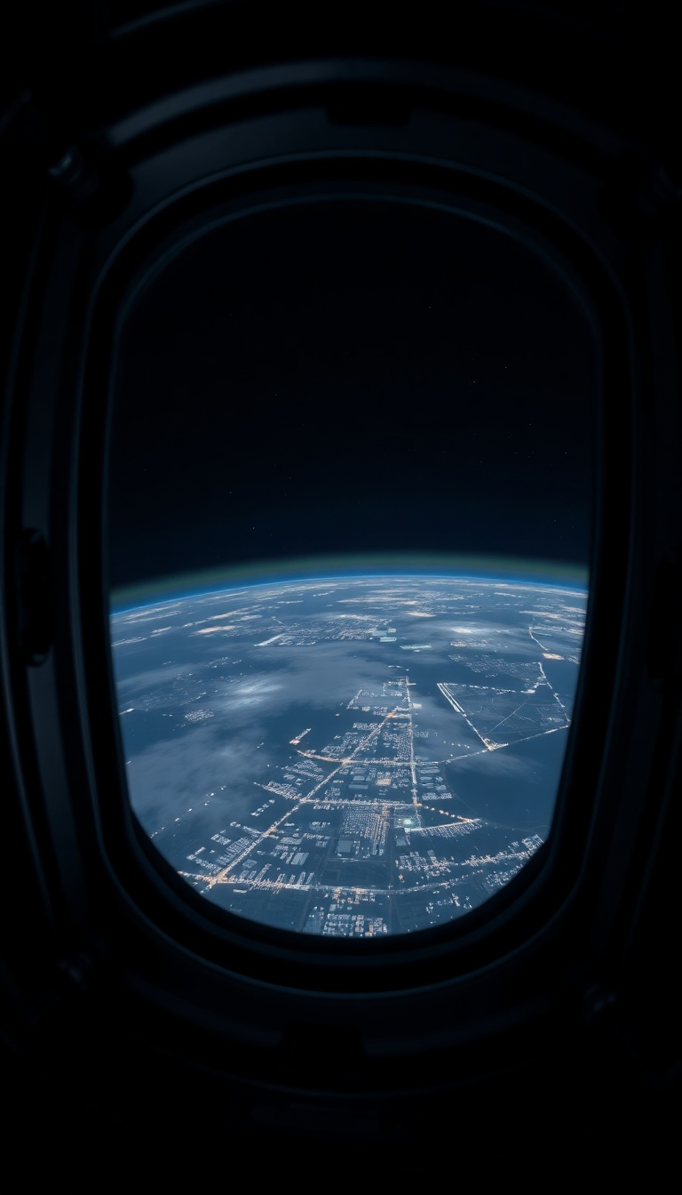 Space Station Window View Earth Photorealistic Wallpaper
