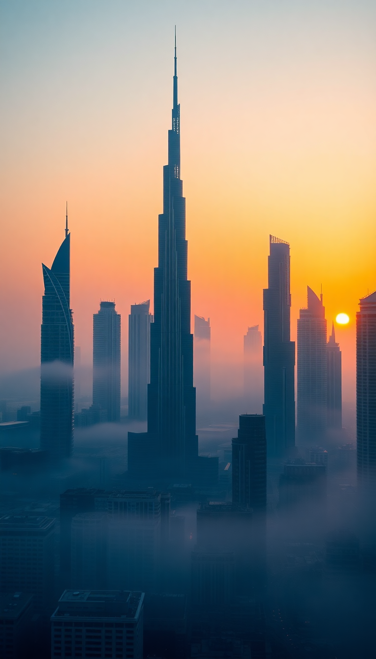 Soft Dubai Skyline Futuristic Towers Photorealistic Wallpaper