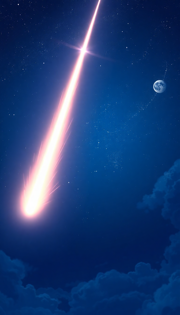 Comet Tail Streaming Across Night Anime Wallpaper