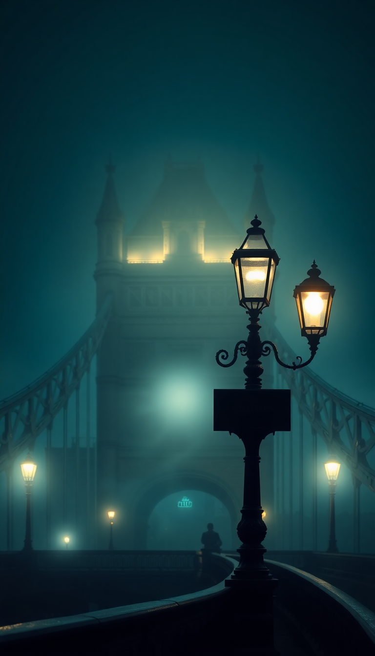 Infinite Foggy London Bridge Vintage Photorealistic Wallpaper