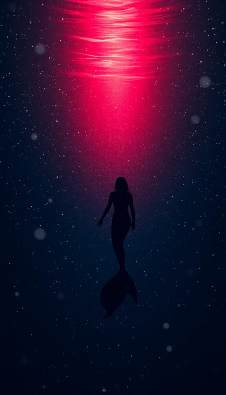 Mermaid Silhouette Swimming Toward Surface Aesthetic Wallpaper