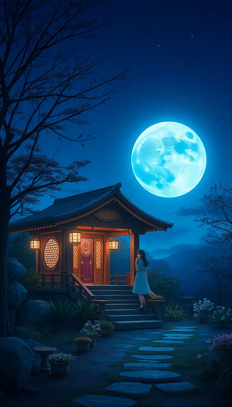 Captivating Moonlit Shrine Maiden Anime Anime Wallpaper