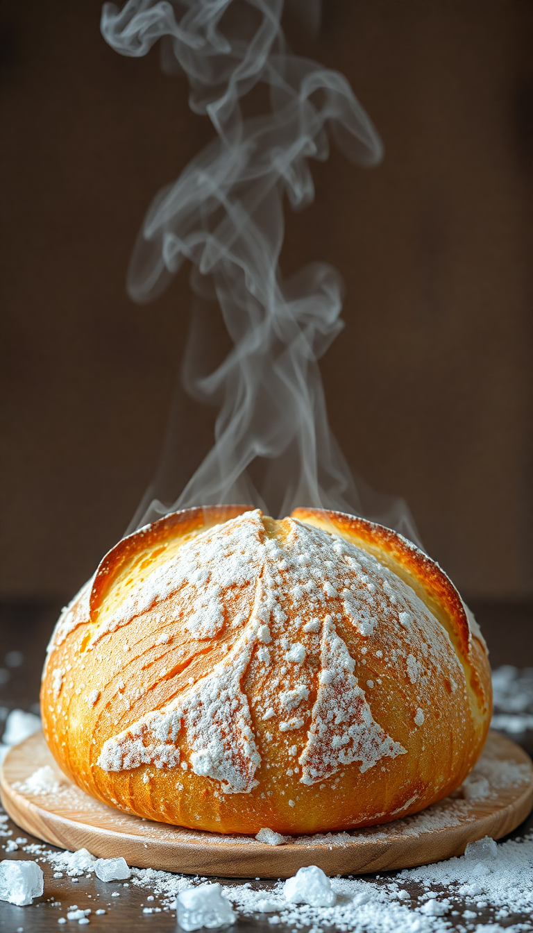 Bread Fresh Baked Steam Rising Aesthetic Wallpaper