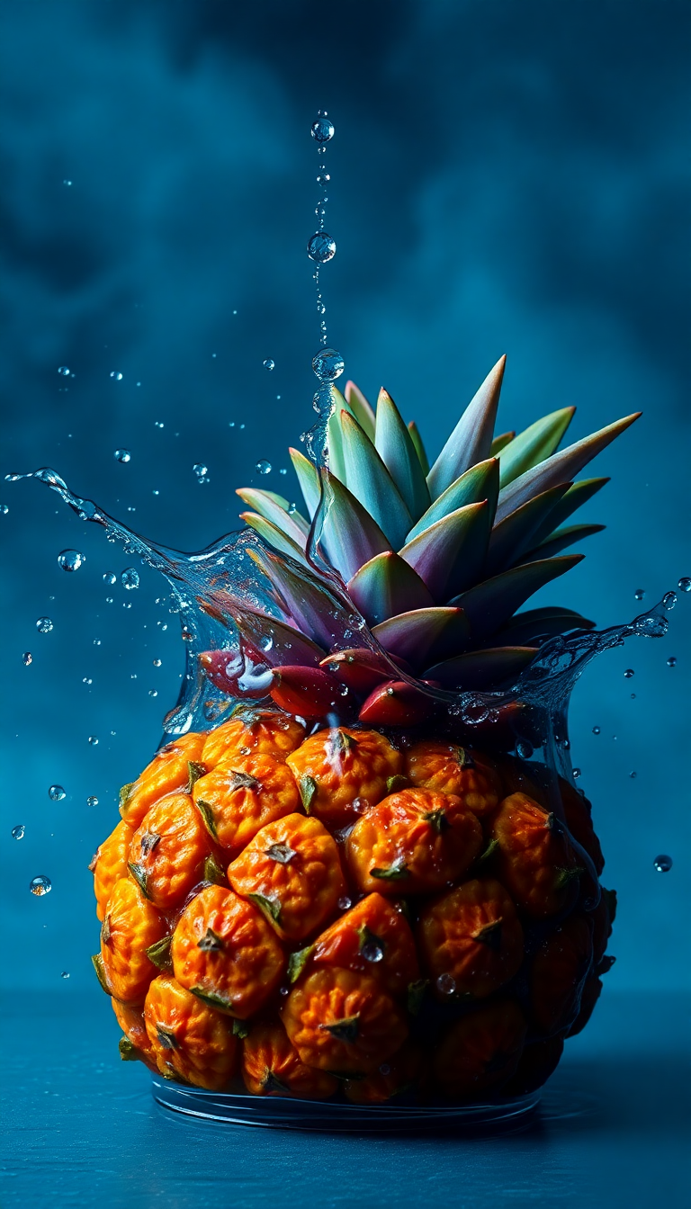 Soft Tropical Fruit Splash Water Photorealistic Wallpaper