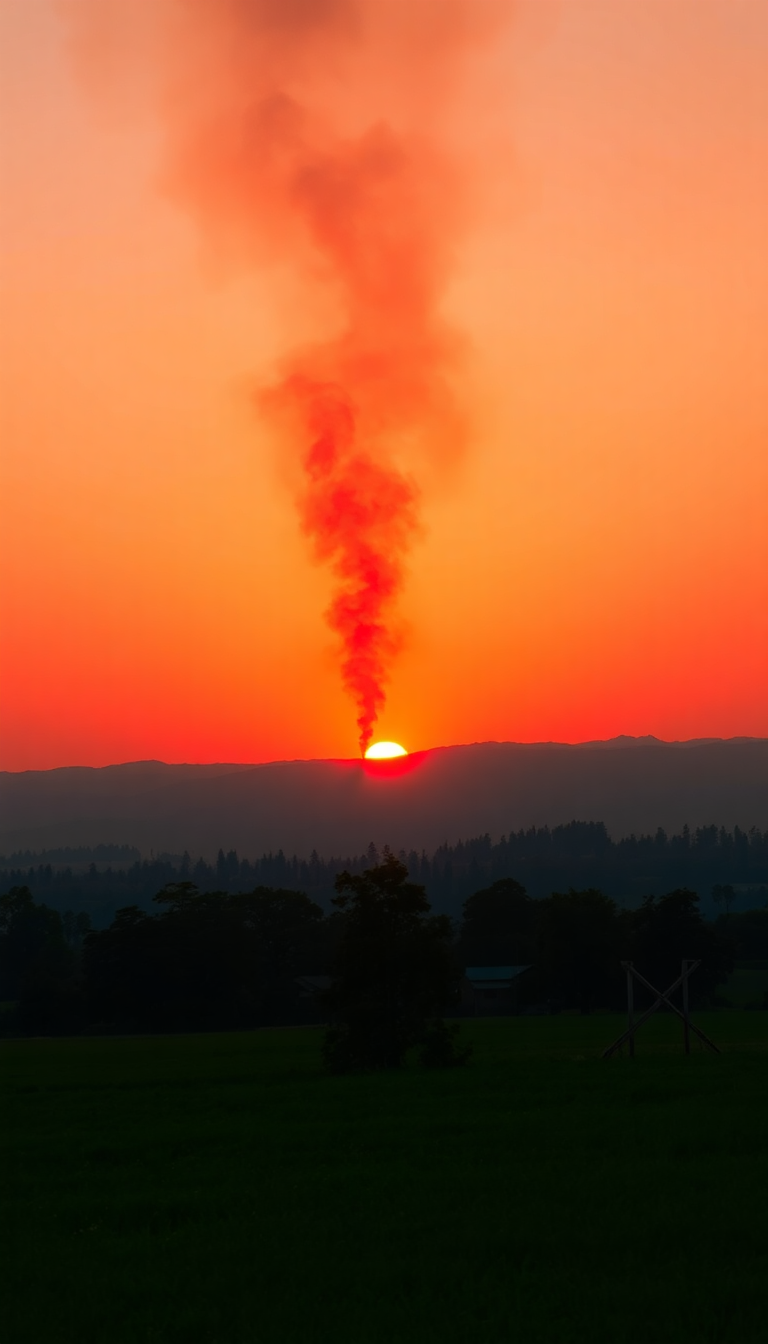 Glowing Sunset After Wildfire Smoke Photorealistic Wallpaper