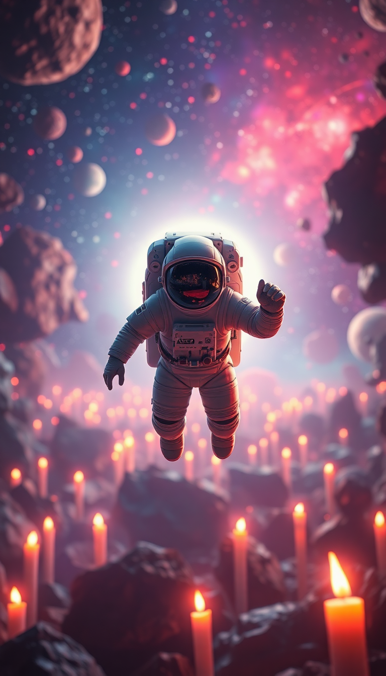 Radiant Astronaut Floating Through Colorful Digital art Wallpaper