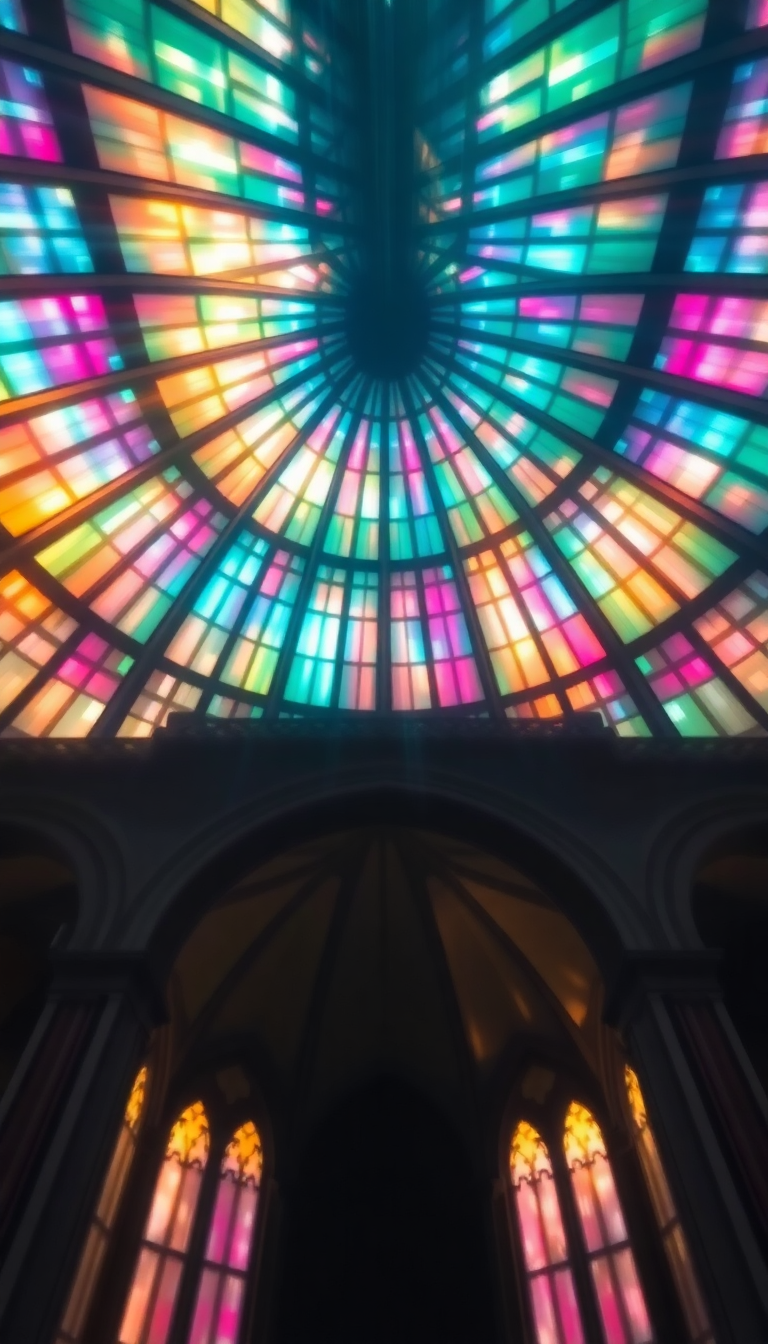 Cathedral Ceiling Stained Glass Light Abstract Wallpaper