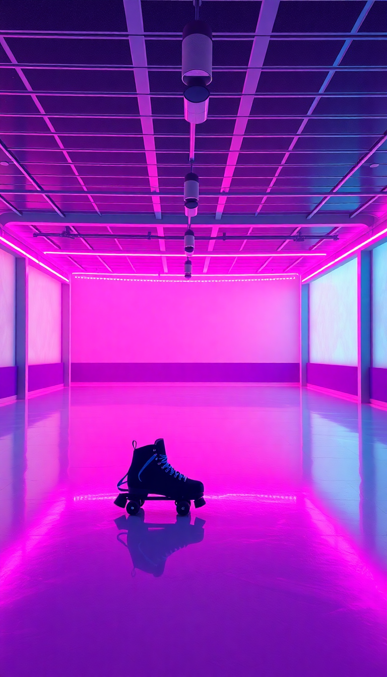 Vivid Roller Skating Rink 80s Photorealistic Wallpaper